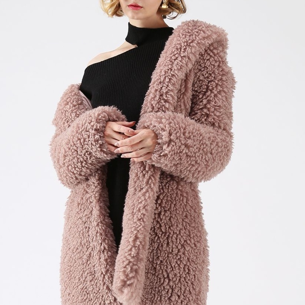 Chicwish Feeling of Warmth Faux Fur Longline Coat in Mauve Size XL